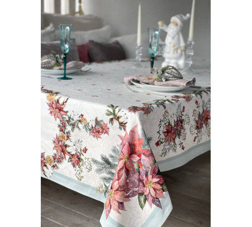 Скатерть столовая "Рождественская Пуансетия"