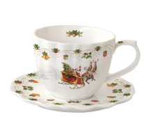 Фарфоровый набор чашка и блюдце 320 мл в цветной коробке  NOSTALGIC CHRISTMAS