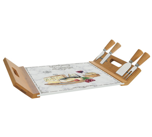 Набор для сыра: доска и 4 ножа, 44 х 28 см  LES FROMAGES