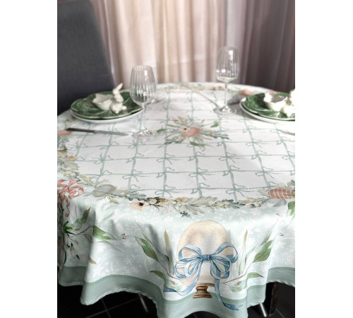 Светлая пасха: круглая скатерть д.150 см (с пропиткой "Антипятно")