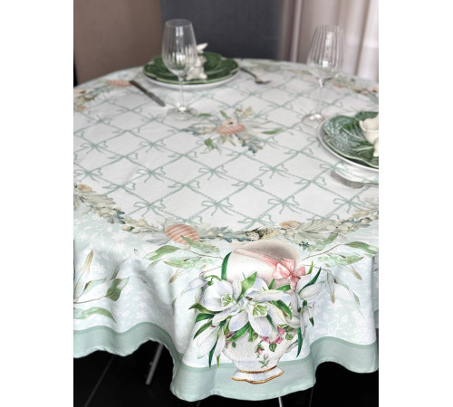 Светлая пасха: круглая скатерть д.150 см (с пропиткой "Антипятно")
