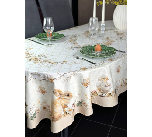 Пасхальная корзина: овальная скатерть 145 х 250 см (с пропиткой "Антипятно")