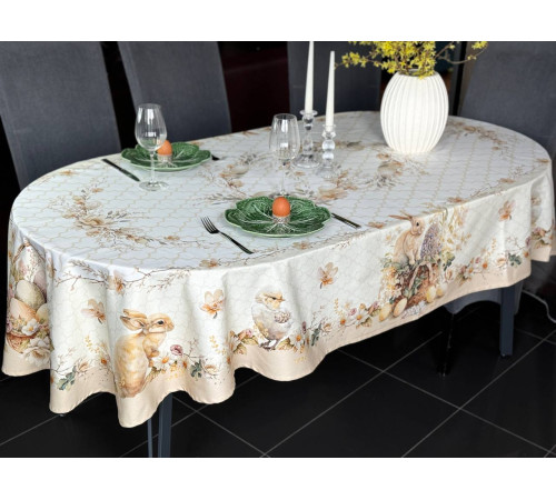 Пасхальная корзина: овальная скатерть 145 х 250 см (с пропиткой "Антипятно")