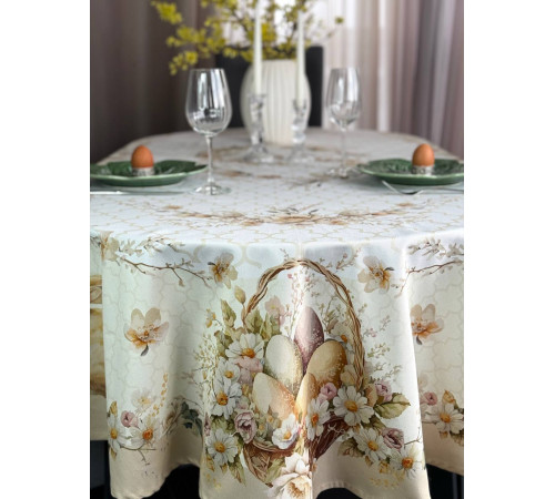Пасхальная корзина: овальная скатерть 145 х 250 см (с пропиткой "Антипятно")