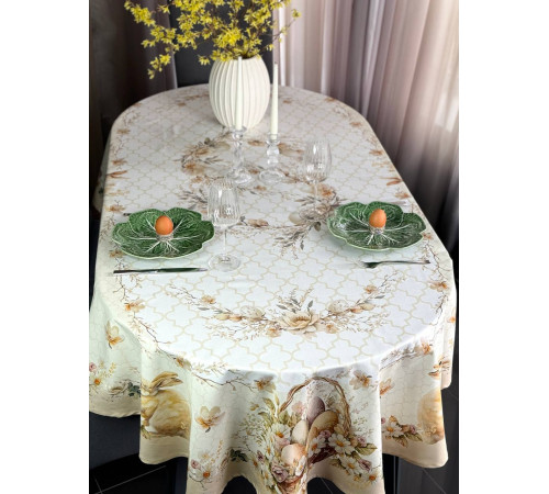 Пасхальная корзина: овальная скатерть 145 х 250 см (с пропиткой "Антипятно")