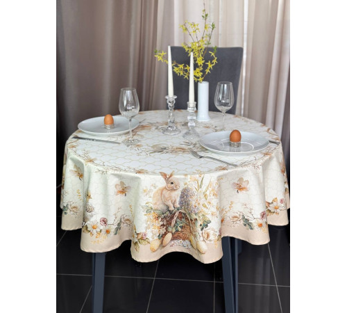 Пасхальная корзина: круглая скатерть д.150 см (с пропиткой "Антипятно")