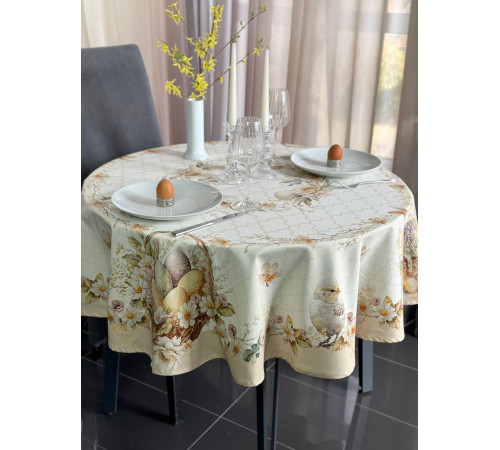 Пасхальная корзина: круглая скатерть д.150 см (с пропиткой "Антипятно")