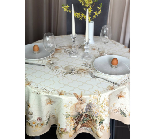 Пасхальная корзина: круглая скатерть д.150 см (с пропиткой "Антипятно")