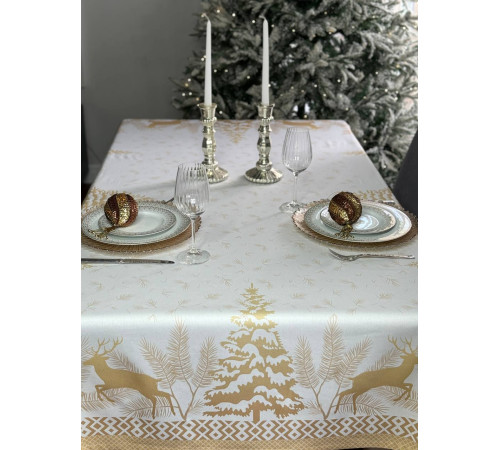 BLOOMIA Золотой олень: скатерть (с пропиткой "Антипятно")