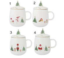 Фарфоровая чашка и крышка 450 мл в цветной коробке асс.4 стоимость за 1шт (Нужный вариант указать в комментарии) LET IT SNOW