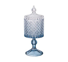 ЕМКОСТЬ ДЛЯ ХРАНЕНИЯ НА НОЖКЕ "DIAMANT BLUE" 8,5*8,5*23СМ