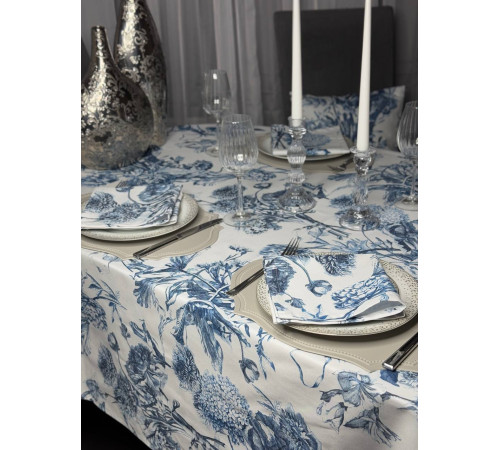 Cкатерть BLOOMIA Toille flora blanca (с пропиткой "Антипятно")