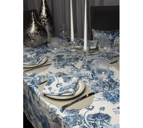 Cкатерть BLOOMIA Toille flora blanca (с пропиткой "Антипятно")