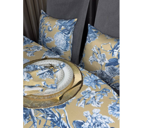 Cкатерть BLOOMIA Toille flora beige (с пропиткой "Антипятно")