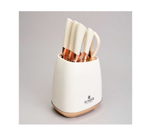 НАБОР НОЖЕЙ AGNESS  НА ПЛАСТИКОВОЙ ПОДСТАВКЕ, 7 ПРЕДМЕТОВ