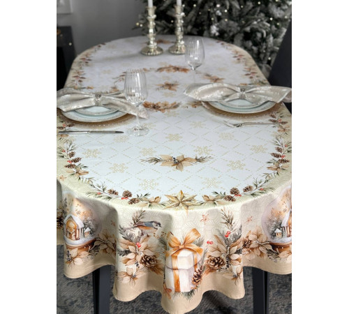 Cкатерть BLOOMIA GOLDEN СHRISTMAS Артикул - БГК овал 168*280