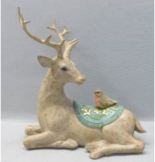 Лежачий олень с птичкой 16*10,5*17см