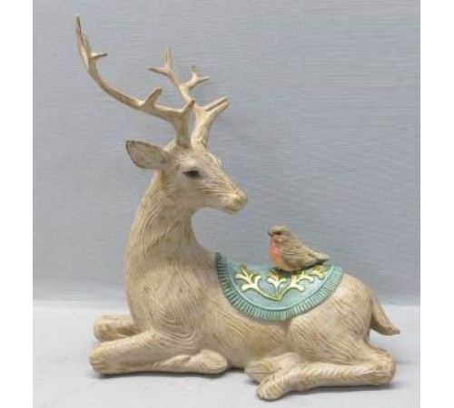 Лежачий олень с птичкой 16*10,5*17см