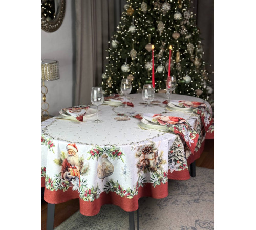 Cкатерть ATMOSPHERE HOME РОЖДЕСТВЕНСКАЯ ЯРМАРКА Артикул - РВЯ овал 145*250, размер - овал 145*250