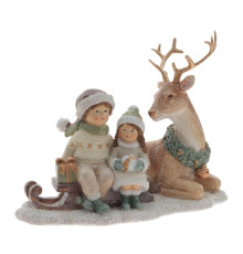 Фигурка декоративная "Олень и дети", L17 W11 H14 см