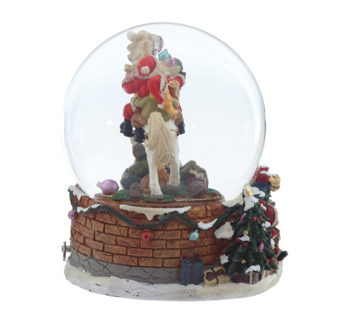 Фигурка декоративная "Дед Мороз на лошадке" в стекл шаре (ключ,муз), D 14 см, L15 W16 H18,5 см
