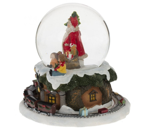 Фигурка декор в стекл шаре "Санта" (муз с ключ, движ), D 10 см, L15 W15 H15 см