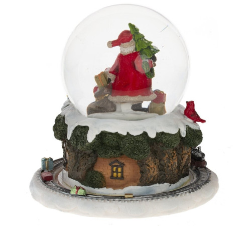 Фигурка декор в стекл шаре "Санта" (муз с ключ, движ), D 10 см, L15 W15 H15 см