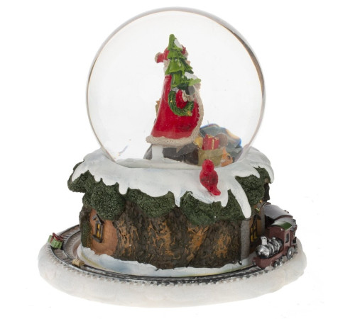 Фигурка декор в стекл шаре "Санта" (муз с ключ, движ), D 10 см, L15 W15 H15 см