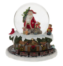 Фигурка декор в стекл шаре "Санта" (муз с ключ, движ), D 10 см, L15 W15 H15 см