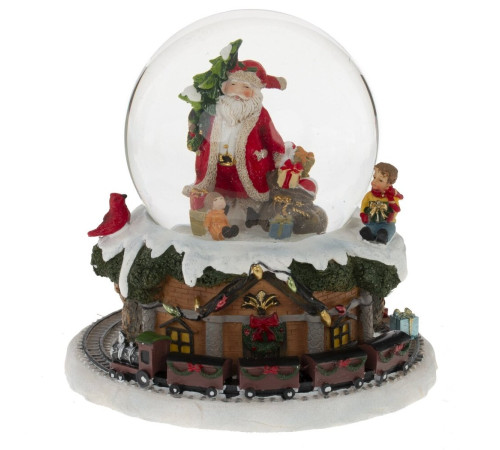 Фигурка декор в стекл шаре "Санта" (муз с ключ, движ), D 10 см, L15 W15 H15 см