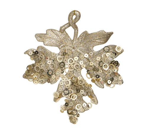 Лист золотой с пайетками 12 см