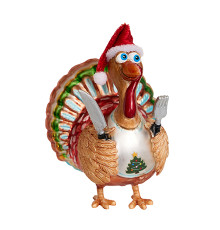 Индюк в красном рождественском колпачке (стекло) 8,5х7,5х12 см 