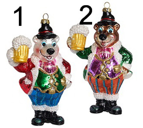 Медведь "Пивной гурман" асс. из 2-х стоимость за 1шт (Нужный вариант указать в комментарии) (стекло) 9,5х7х15,5 см 