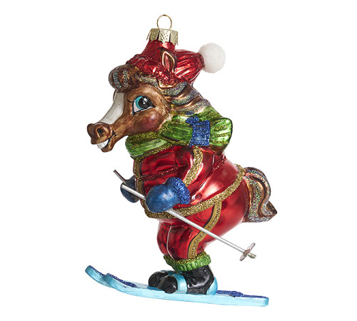 Лошадь-лыжник (стекло) 9х6,5х12,5 см 