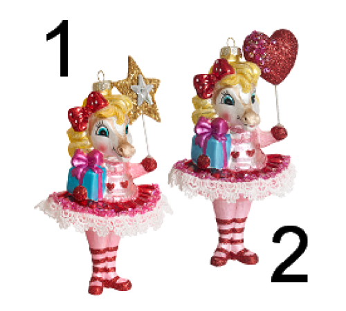 Лошадь-балеринка с подарками асс. из 2-х стоимость за 1шт (Нужный вариант указать в комментарии) (стекло)  8х7х14 см