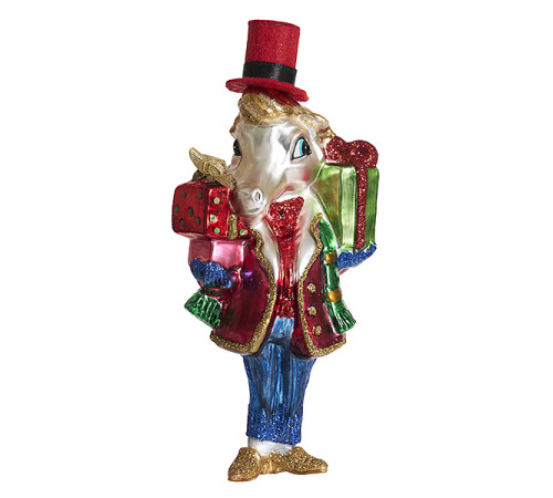 Лошадь "Джентльмен с подарками" (стекло) 7х5х16 см 