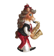 Лошадь-саксофонист (стекло) 8х4,5х14 см 