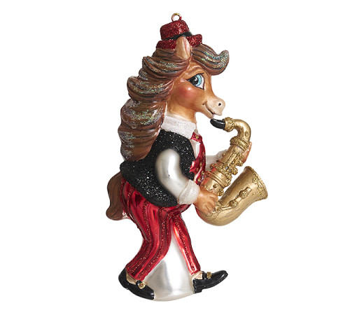Лошадь-саксофонист (стекло) 8х4,5х14 см 