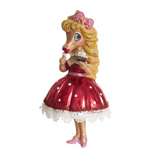 Лошадь "Леди в красном с пирожным" (стекло) 7х7х14 см 