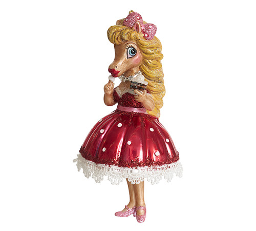 Лошадь "Леди в красном с пирожным" (стекло) 7х7х14 см 