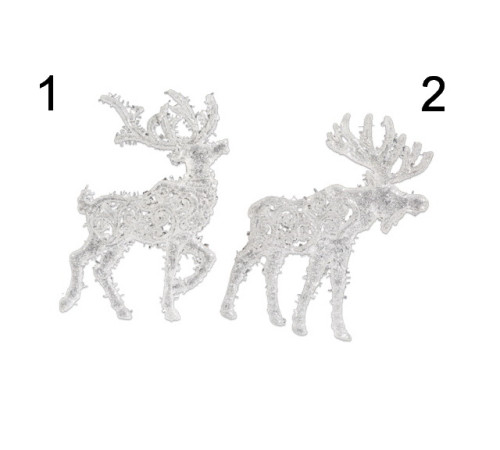 Лось/Олень искристые  снежные, асс. из 2-х  8х12,5 см 