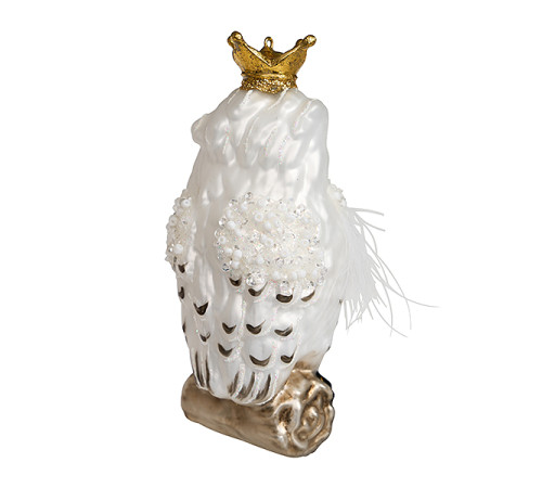 Сова "Зимнее барокко" снежная (стекло) 6,5х6,5х14,5 см