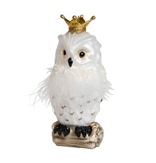 Сова "Зимнее барокко" снежная (стекло) 6,5х6,5х14,5 см
