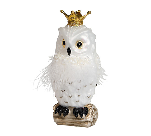Сова "Зимнее барокко" снежная (стекло) 6,5х6,5х14,5 см