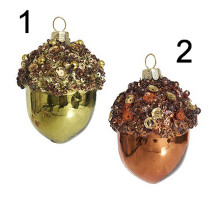 Желудь с пайетками асс. из 2-х стоимость за 1шт (Нужный вариант указать в комментарии) (стекло) 5х5х7 см