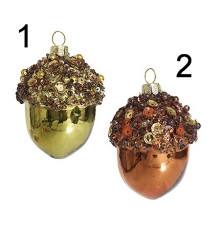 Желудь с пайетками асс. из 2-х стоимость за 1шт (Нужный вариант указать в комментарии) (стекло) 5х5х7 см