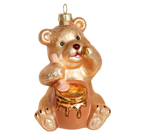 Медвежонок с бочонком меда, асс. из 2-х стоимость за 1шт (Нужный вариант указать в комментарии) (стекло) 7х6,5х10 см