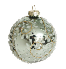 Шар "Ледяной лес" мятный глянцевый (стекло) 8 см