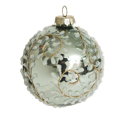 Шар "Ледяной лес" мятный глянцевый (стекло) 8 см