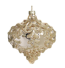 Украшение "Золотое сердце" с цветами (стекло) 10х5х11,5 см